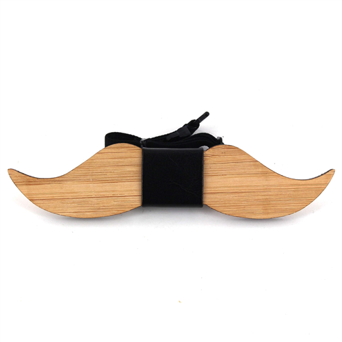 Papillon in Bambù con Baffi e Cuoio
