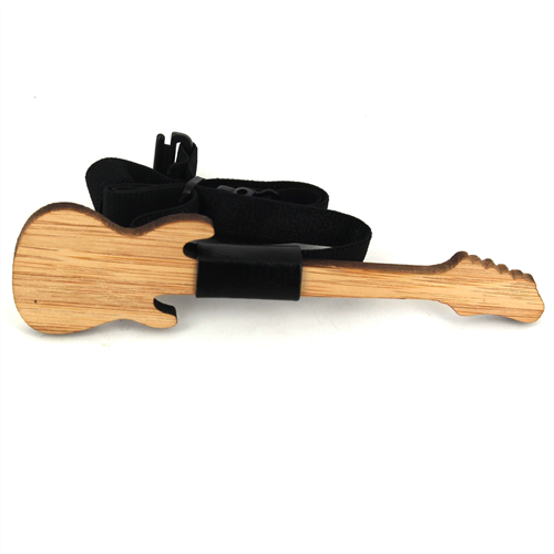 Papillon in Bambù con Motivo Chitarra e Pelle