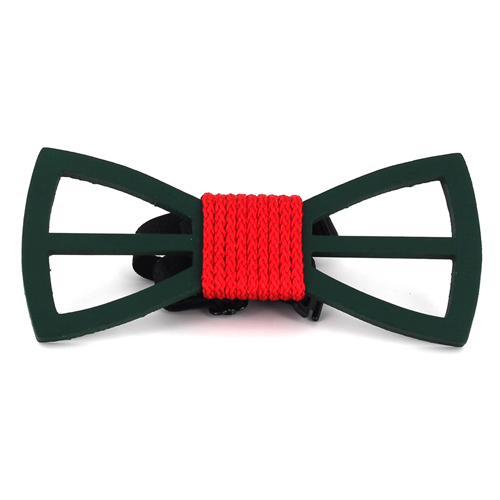 Papillon in Bambù Vuoto Verde con Cordino Rosso
