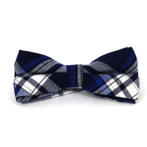 Papillon a quadri scozzesi blu e bianchi