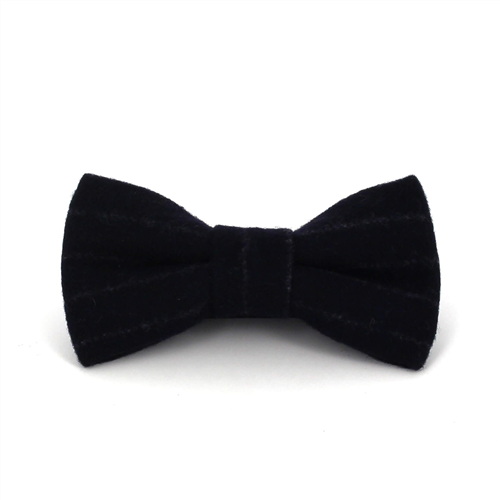 Papillon Lana Blu Scuro Righe Grigie