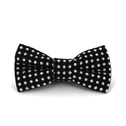 Papillon in Lana Nero a Pois Bianchi