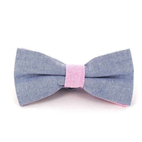 Papillon liscio Oxford Blu e Rosa