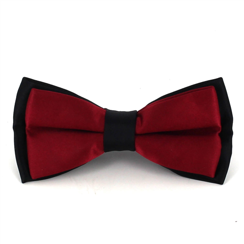 Papillon in Satin Nero e Bordeaux