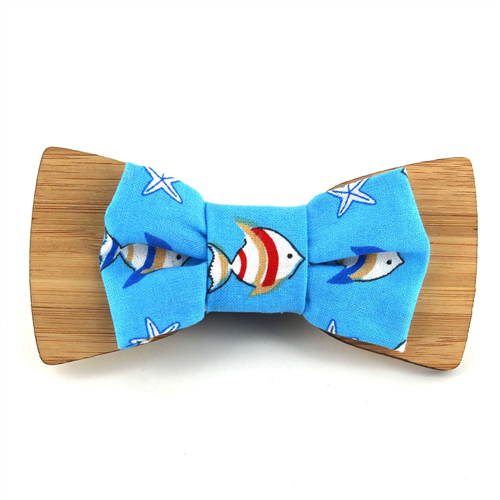 Papillon in Legno Tessuto Pesci
