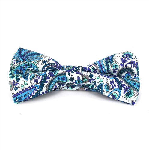 Papillon Paisley Bianco e Blu