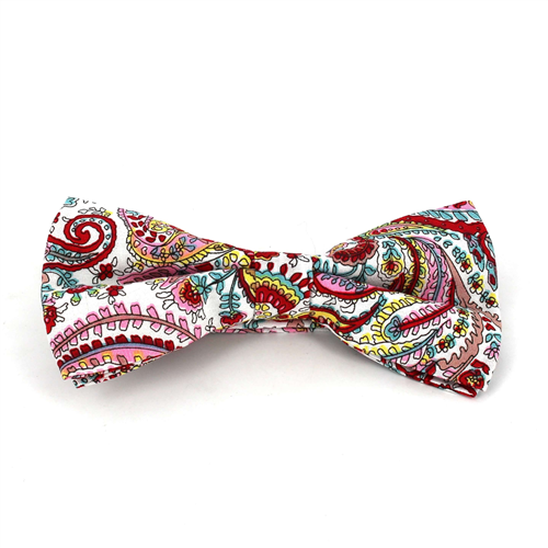 Papillon Paisley Bianco e Rosso