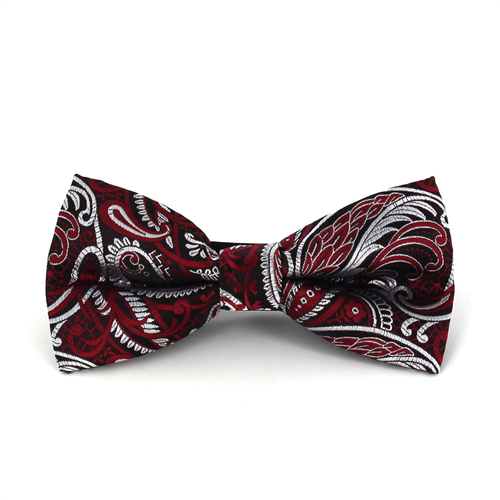Papillon Paisley Nero, Granata e Argento