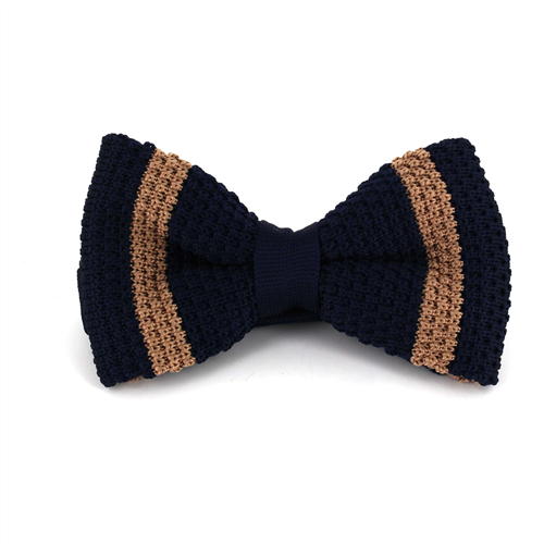 Papillon a pois blu navy a righe marroni