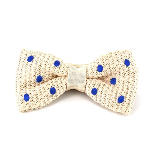 Papillon a pois beige con pois blu