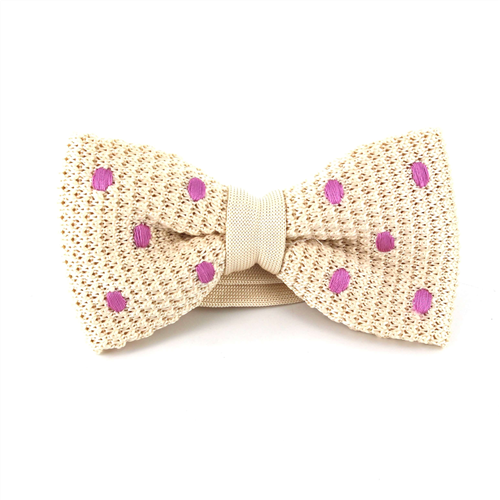 Papillon a pois beige con pois lilla
