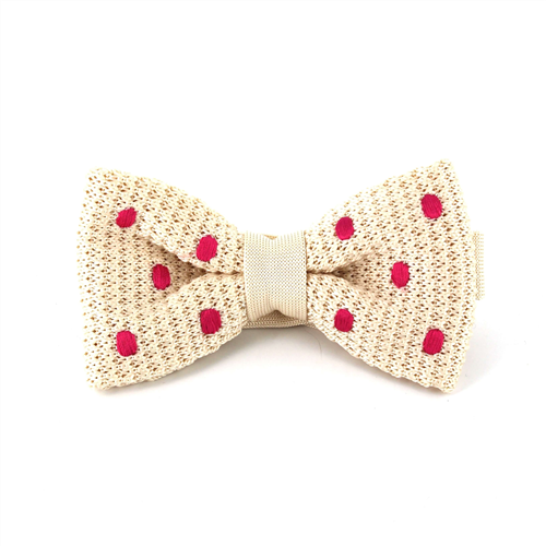 Papillon a pois beige con pois magenta