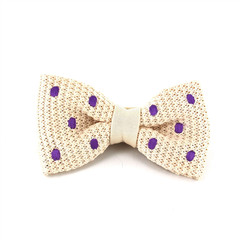 Papillon a pois beige con pois viola