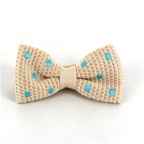 Papillon a pois beige con pois turchese