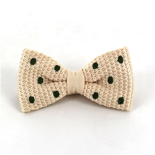 Papillon a pois beige con pois verde scuro