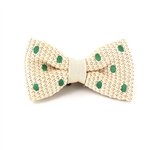 Papillon a pois beige con pois verdi
