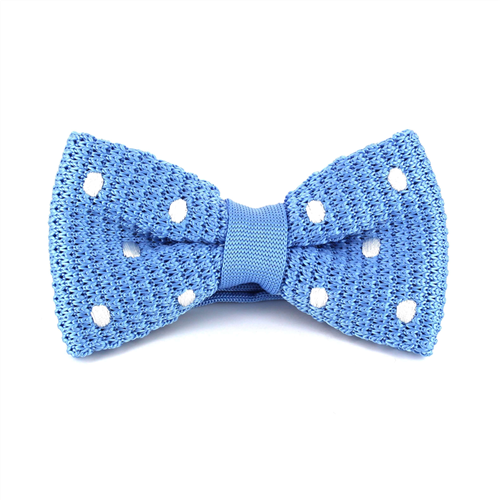 Papillon a pois celeste con pois bianchi