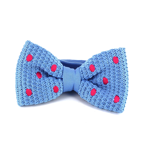 Papillon a pois celeste con pois magenta