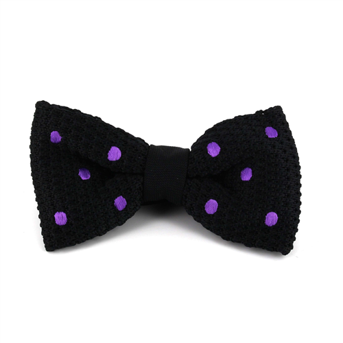 Papillon a pois nero con pois lilla