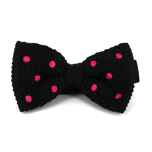 Papillon a pois nero con pois magenta