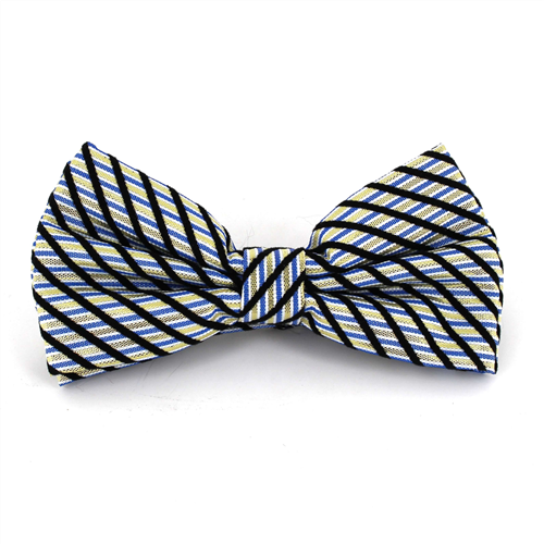 Papillon a righe blu e oro lucido