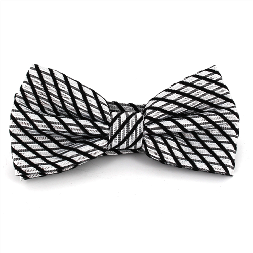 Papillon a Righe Lucide Nero e Grigio