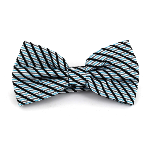 Papillon a righe brillante turchese e grigio