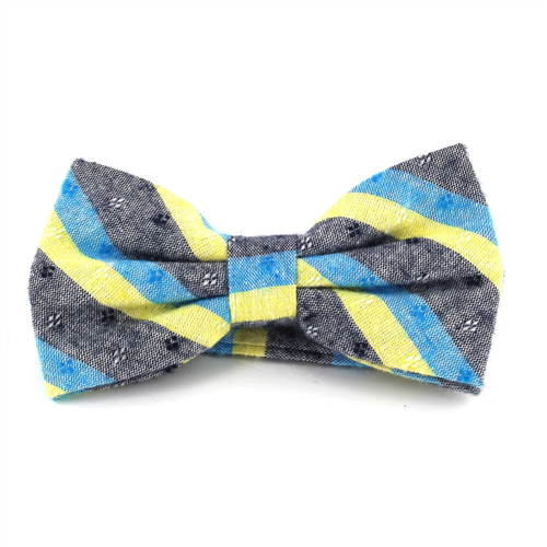 Papillon a Righe Grigio, Azzurro Chiaro e Giallo