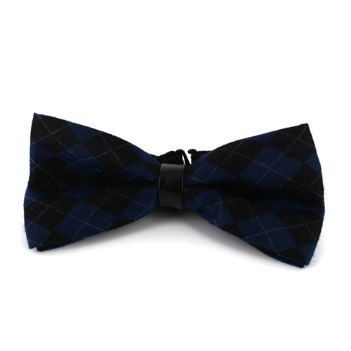 Papillon a rombi in pelle blu e nera