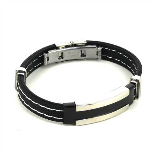 Bracciale in Acciaio e Gomma Nera I