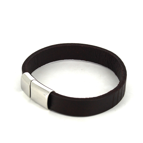 Bracciale in Acciaio e Pelle Marrone