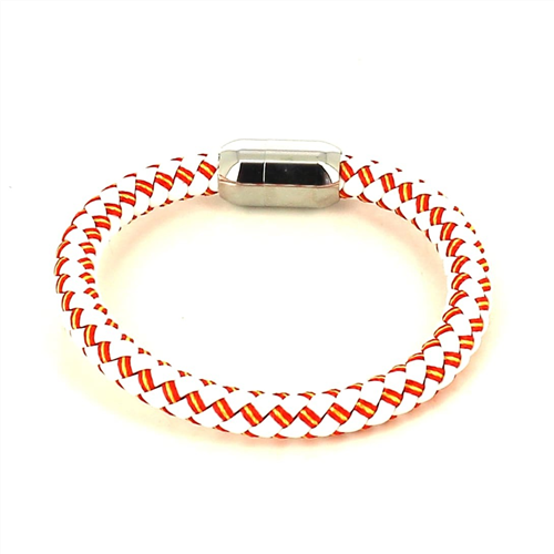 Bracciale in pelle bianca con bandiera spagnola