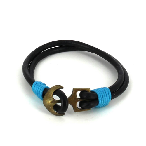Bracciale in pelle con ancora
