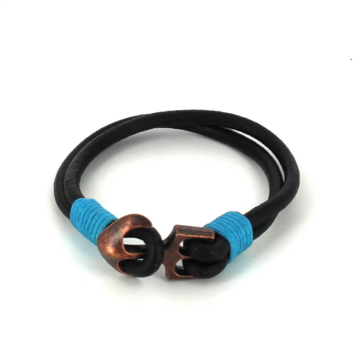 Bracciale in pelle con ancora