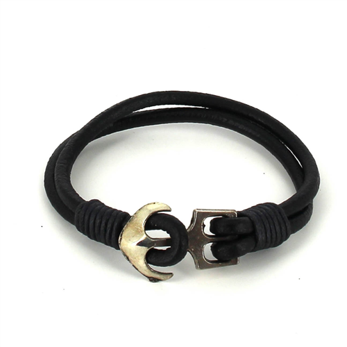 Bracciale in pelle con ancora