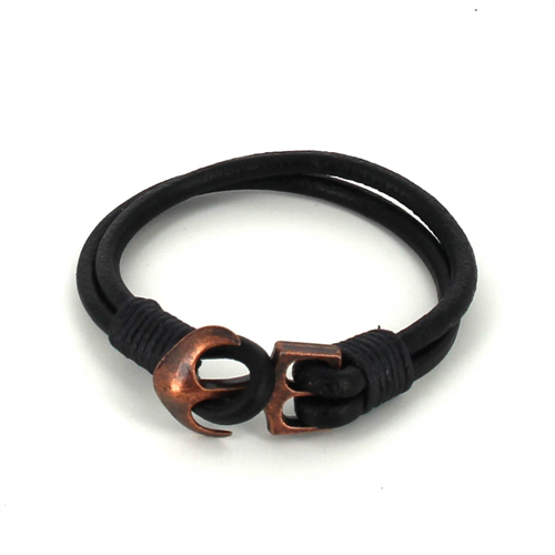 Bracciale in pelle con ancora