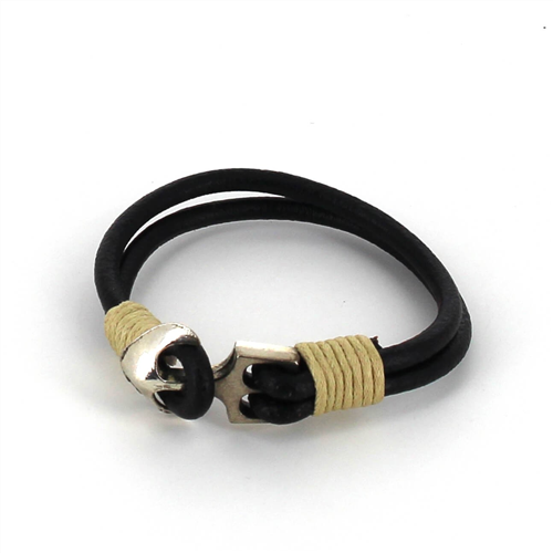 Bracciale in pelle con ancora