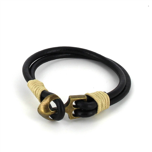 Bracciale in pelle con ancora