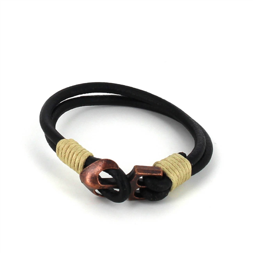 Bracciale in pelle con ancora