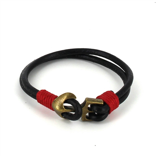 Bracciale in pelle con ancora