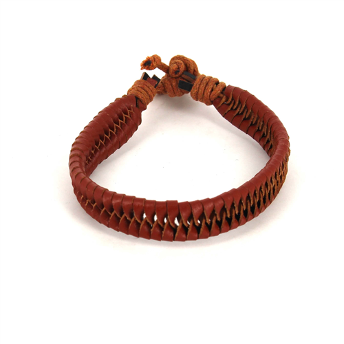 Bracciale in Pelle Intrecciata Marrone Chiaro