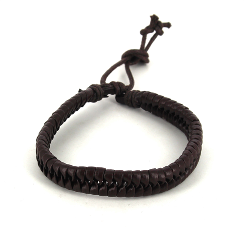 Bracciale in Pelle Intrecciata Marrone Scuro