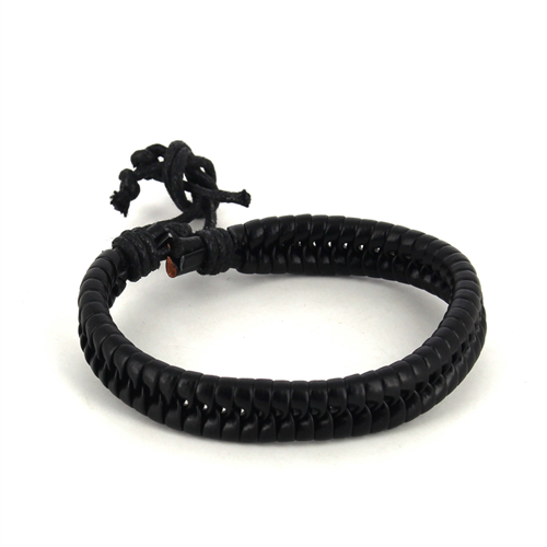 Bracciale in Pelle Intrecciata Nero