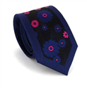 Cravatta Slim Stampata Fiori Blu