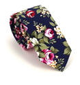 Cravatta Stretta Fiori Blu Navy