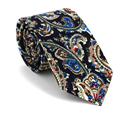 Cravatta Stretta Paisley Blu Scuro