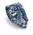Cravatta Stretta Paisley Bianca e Blu
