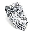 Cravatta Stretta Paisley Grigio Argento