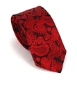 Cravatta Stretta Paisley Nera e Rossa