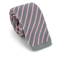 Cravatta a righe diagonali punto Grigio e Rosa